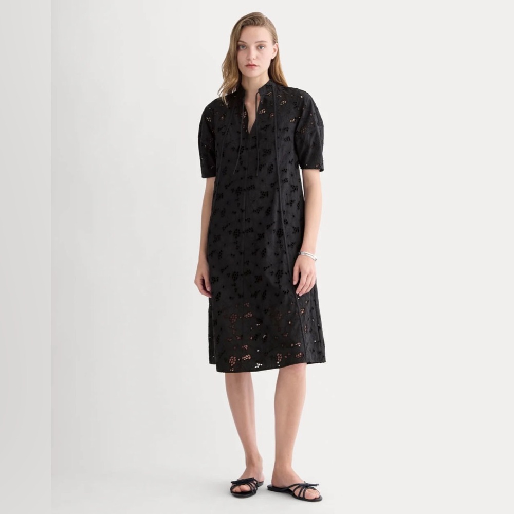 Everlane Eyelet MIDI Dress in Black